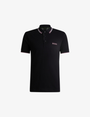 BOSS: Logo-embroidered 3D-stripe stretch cotton-blend polo shirt