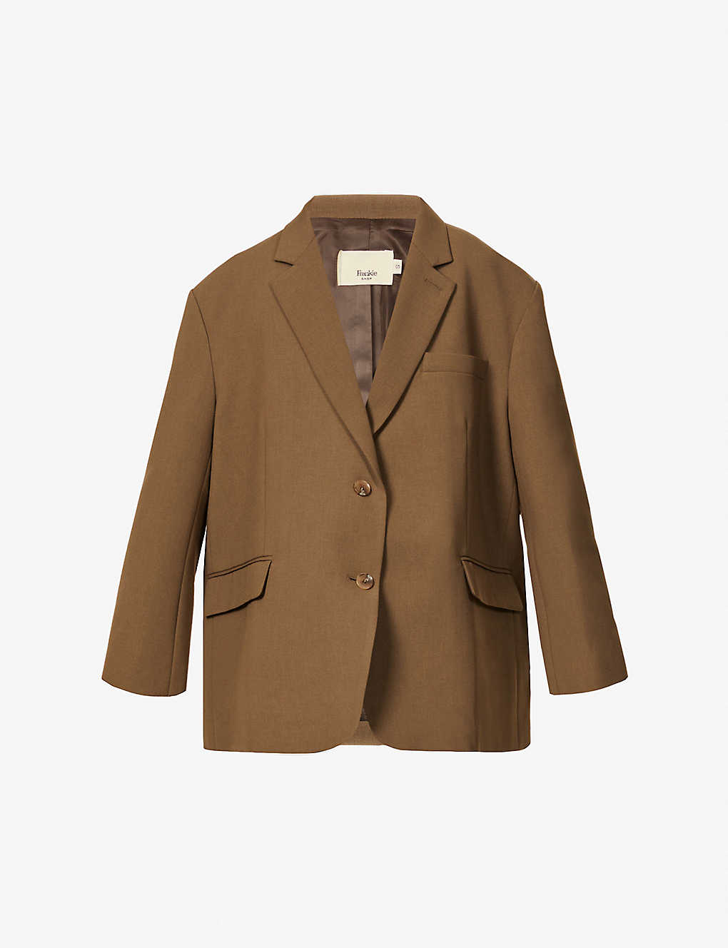 The Frankie Shop Bea Single-breasted Stretch-crepe Blazer Jacket In Chocolate