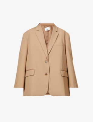 Shop The Frankie Shop Frankie Shop Women's Latte Bea Single-breasted Stretch-crepe Blazer Jacket In Brown