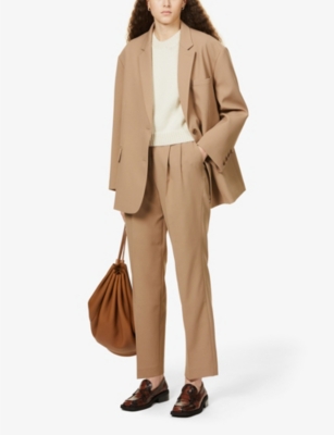 Shop The Frankie Shop Frankie Shop Women's Latte Bea Tapered High-rise Stretch-crepe Trousers