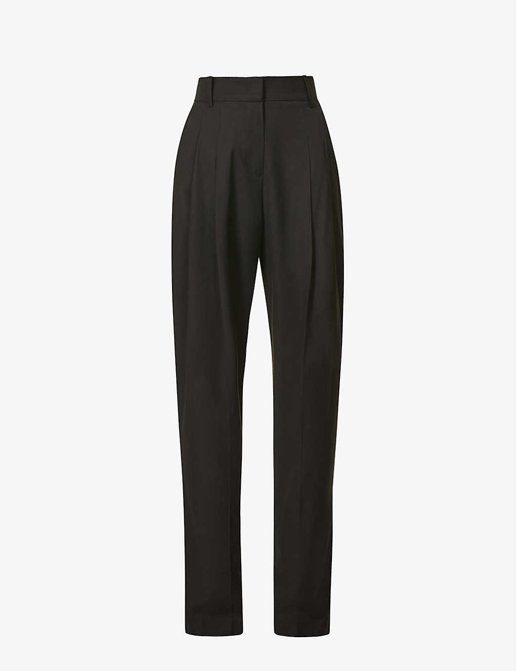 The Frankie Shop Gelso Pleated Tapered High-rise Woven Trousers In Black