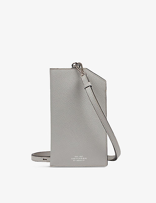 SMYTHSON: Panama crossgrain leather phone case with strap
