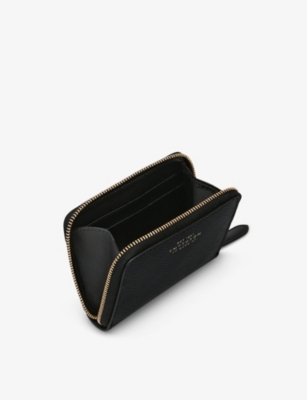 Smythson Panama Small Zipped Leather Purse In Black