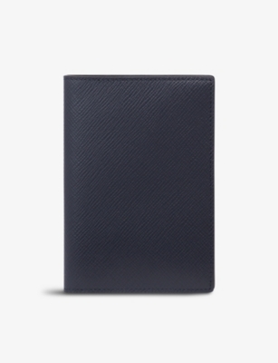 Smythson Panama 2022 Grained-leather Passport Cover In Navy