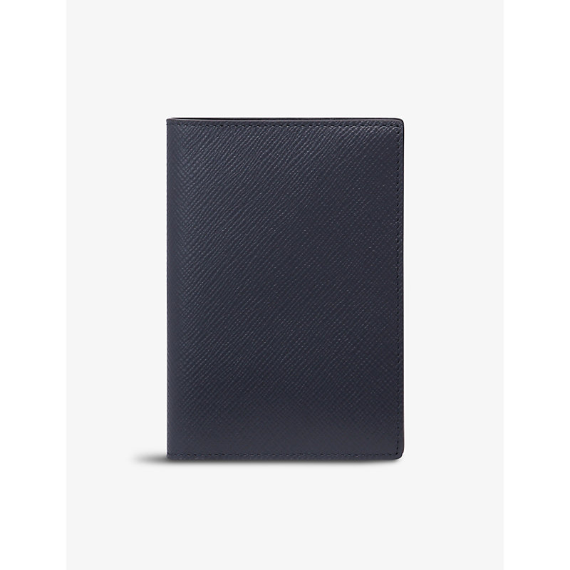 Smythson Panama 2022 Grained-leather Passport Cover In Navy