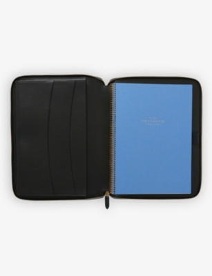 SMYTHSON: Panama A4 zipped leather writing folder 33cm x 25.5cm