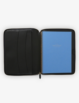 SMYTHSON: Panama zipped A4 leather writing folder 33cm x 25.5cm