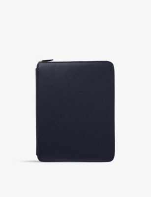 SMYTHSON: Panama zipped A4 leather writing folder 33cm x 25.5cm