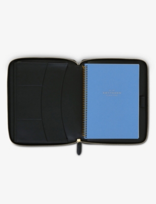 Shop Smythson Black Panama A5 Leather Writing Folder 23cm X 19.5cm