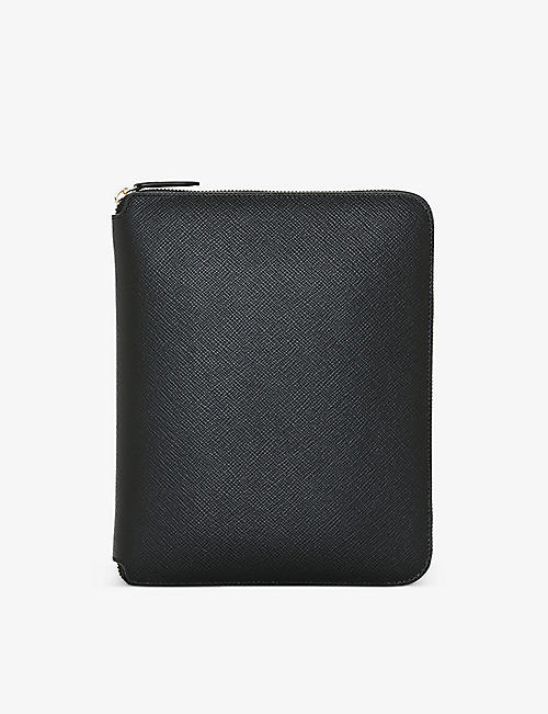 SMYTHSON: Panama A5 leather writing folder 23cm x 19.5cm
