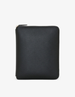 Smythson Panama A5 Leather Writing Folder 23cm In Black