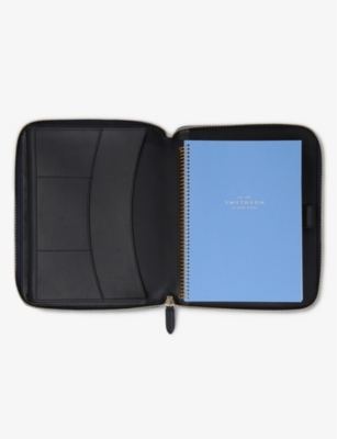 SMYTHSON: Panama zipped leather A5 writing folder 24cm x 19.5cm