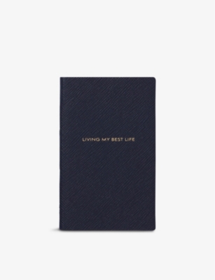 SMYTHSON - Ludlow Evergreen refillable grained leather notebook 19.5cm x  14.5cm