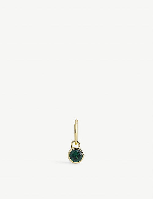SERGE DENIMES: Halo 14ct yellow gold-plated sterling-silver and spinel stone earring