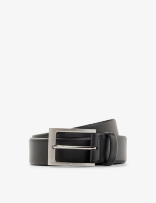 Hugo Boss Boss Mens Black Logo-emed Leather Belt