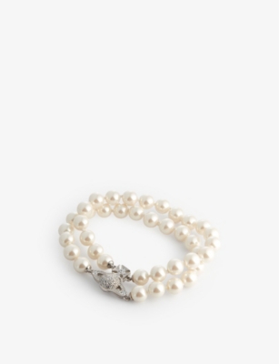 Graziella Embellished Faux Pearl Bracelet in White - Vivienne Westwood