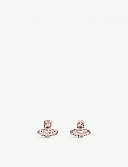 VIVIENNE WESTWOOD JEWELLERY: Hermine Bas Relief rose gold-tone brass and crystal stud earrings