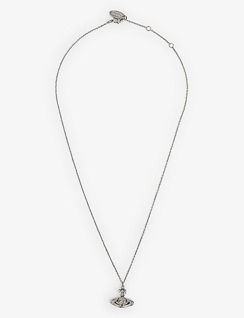 VIVIENNE WESTWOOD JEWELLERY: Pina Bas Relief silver-tone brass and cubic zirconia pendant necklace
