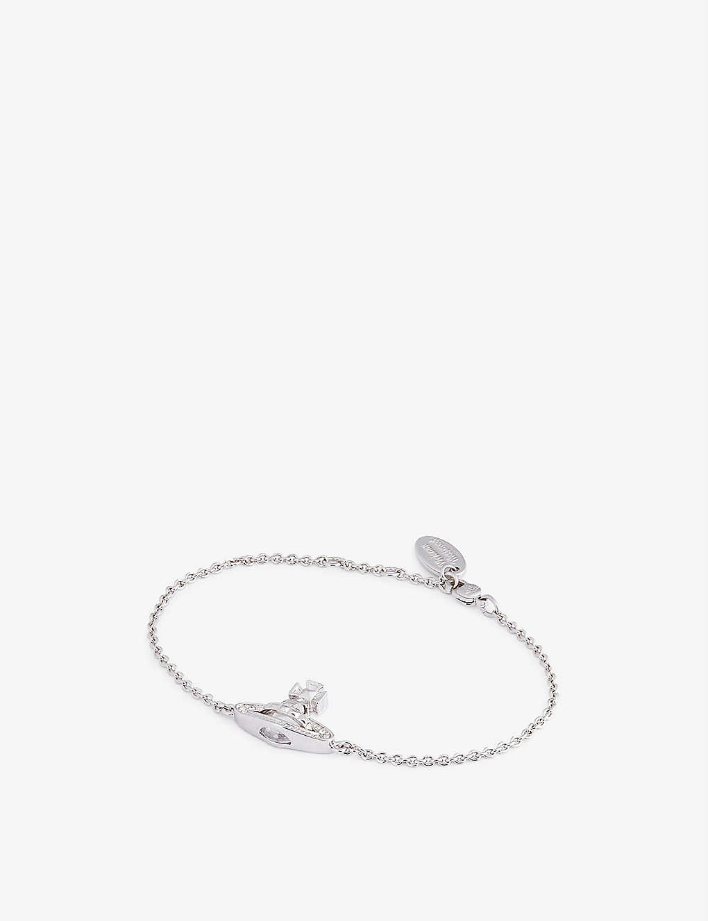 Vivienne Westwood Jewellery Pina Bas Relief Silver-tone Brass And Cubic Zirconia Bracelet In Platinum/ Crystal