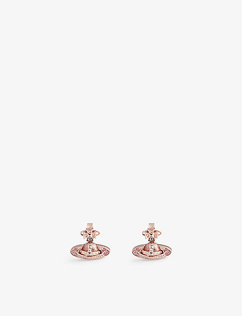 VIVIENNE WESTWOOD JEWELLERY: Pina Bas Relief rose gold-tone brass and cubic zirconia earrings