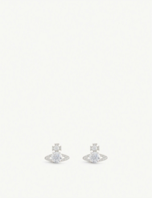 Ismene brass and cubic zirconia stud earrings