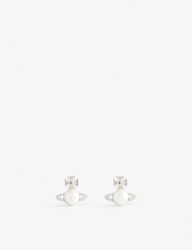 Balbina brass and faux-pearl stud earrings