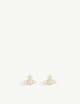 VIVIENNE WESTWOOD JEWELLERY Valentina yellow gold-toned brass and crystals stud earrings