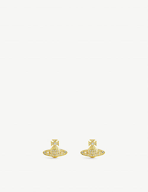 VIVIENNE WESTWOOD JEWELLERY: Mini Bas Relief brass and Swarovski crystal earrings
