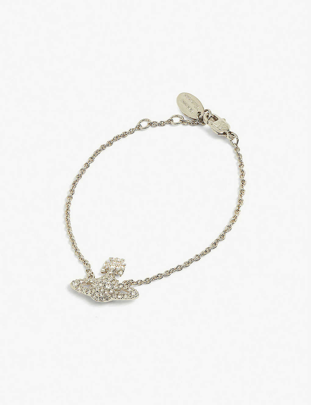 Vivienne Westwood Jewellery Grace Bas Relief Brass And Cubic Zirconia Bracelet In Platinum/ Crystal