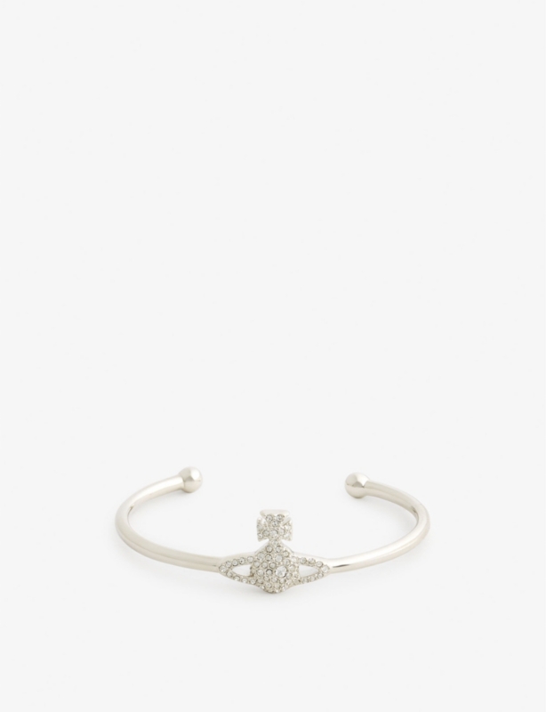 Grace Bas Relief brass and crystal bangle bracelet