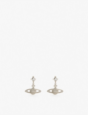VIVIENNE WESTWOOD JEWELLERY: Mini Bas Relief silver-toned brass and crystal drop earrings