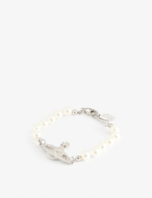 Vivienne Westwood Crystal-Embellished Mini Bas Relief Chain Bracelet