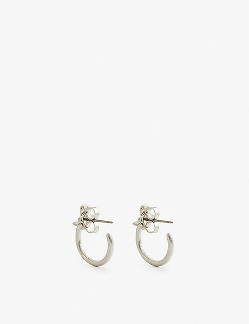 Selfridges & Co Women Accessories Jewelry Earrings Hoop Croisette sterling and zirconia hoop earring 