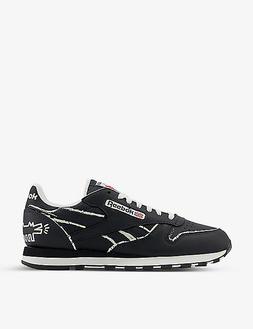REEBOK: Reebok x Keith Haring Classic embroidered leather low-top trainers