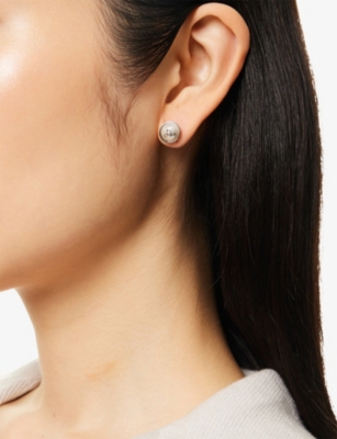 Vivienne Westwood Jewellery Olga Brass And Pearl Stud Earrings In Silver