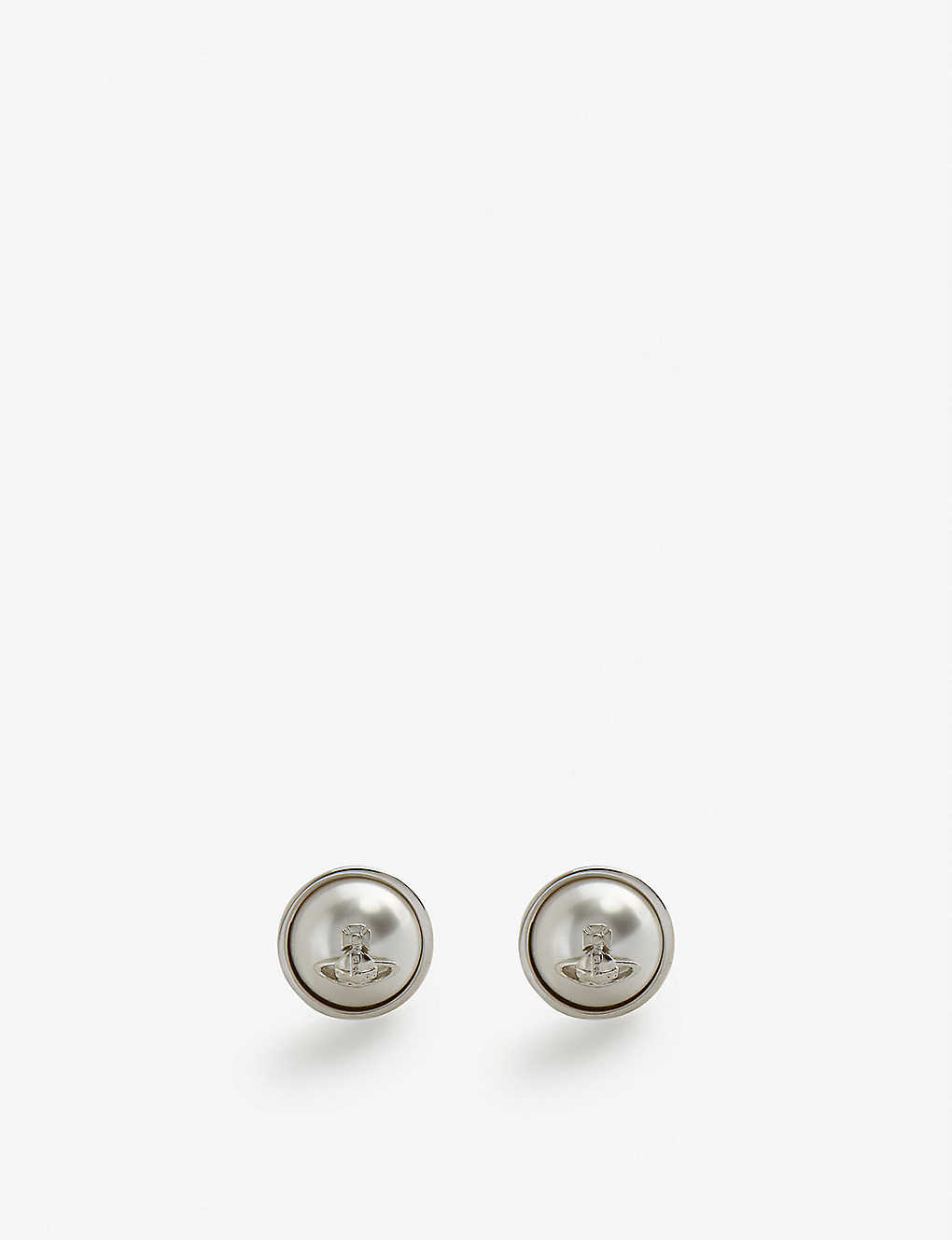Vivienne Westwood Jewellery Olga Brass And Pearl Stud Earrings In Silver
