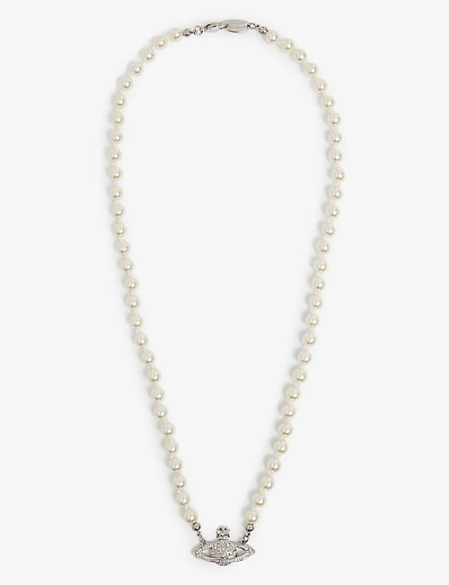 VIVIENNE WESTWOOD JEWELLERY: Man. Mini Bas Relief brass pearl necklace