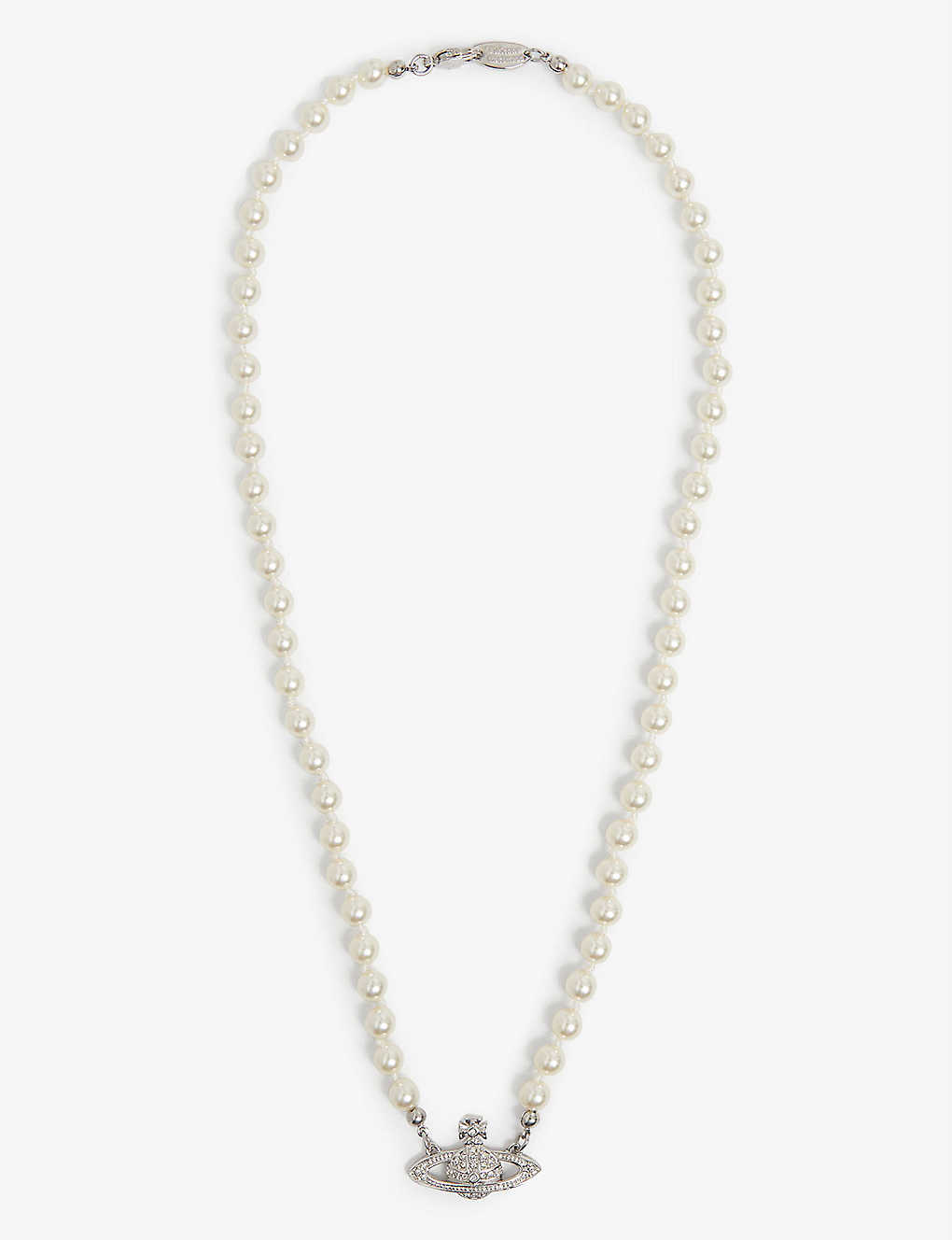 VIVIENNE WESTWOOD JEWELLERY Mini Bas Relief brass, Swarovski crystal and pearl pendant necklace