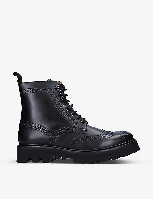 GRENSON: Fred lace-up leather ankle boots