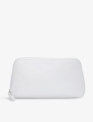 The White Company Logo-embossed Leather Make-up Bag In White