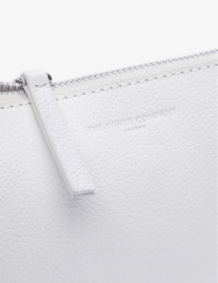 Shop The White Company Logo-embossed Leather Make-up Bag In White