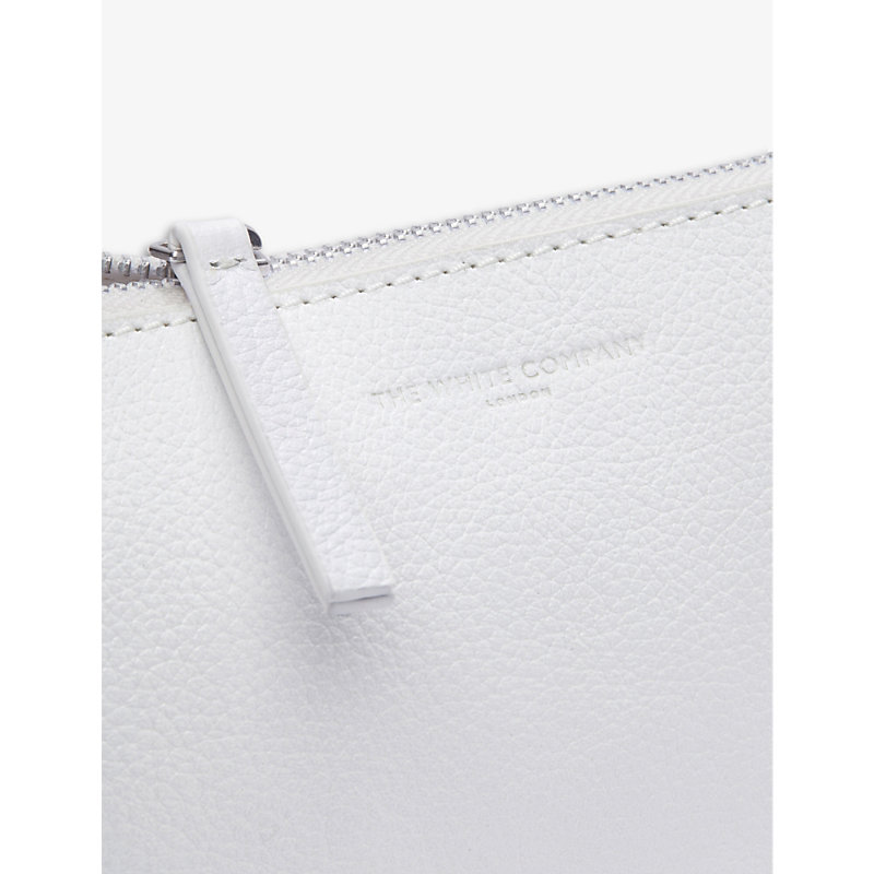Shop The White Company Logo-embossed Leather Make-up Bag In White