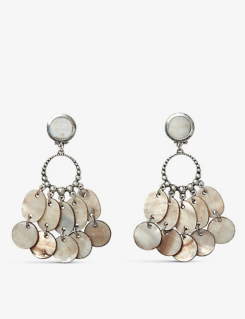 THE WHITE COMPANY: Shell brass drop earrings