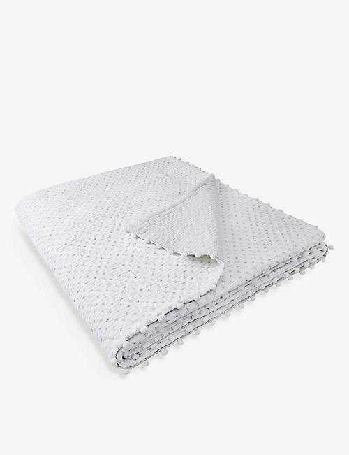 THE WHITE COMPANY: Brittany pom-embellished hand-stitched double quilt 215cm x 250cm