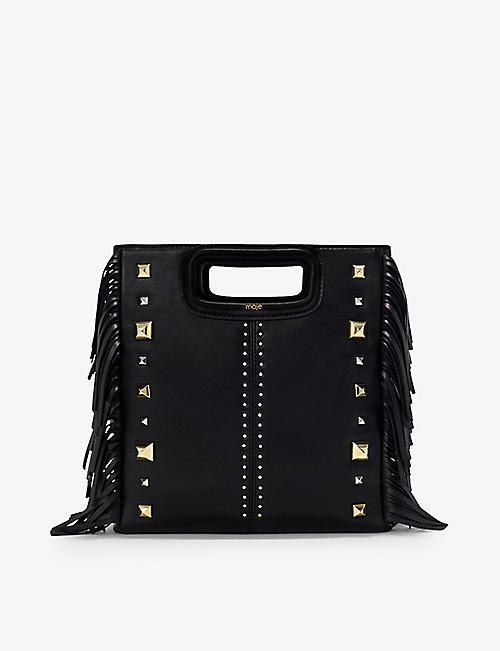 MAJE: M Mini stud-embellished leather bag
