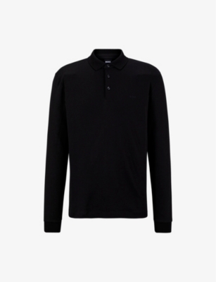 Hugo Boss Boss Polo Shirt Long Sleeves Black  Man In Black