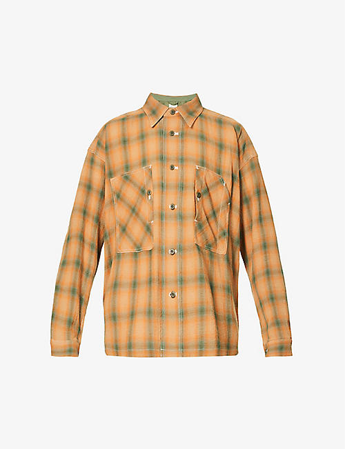 NICHOLAS DALEY: Checked-pattern oversized cotton-knitted shirt