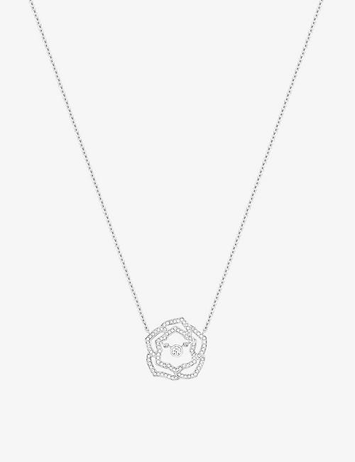 PIAGET: Piaget Rose 18ct white-gold and 0.43ct diamond pendant necklace
