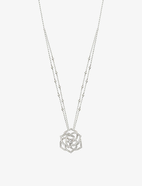 PIAGET: Piaget Rose 18ct white-gold and 1.7ct brilliant-cut diamond pendant necklace