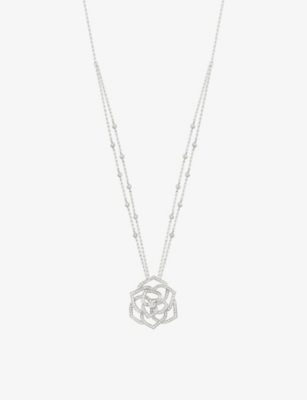 Piaget Womens White Gold Rose 18ct White-gold And 1.7ct Brilliant-cut Diamond Pendant Necklace